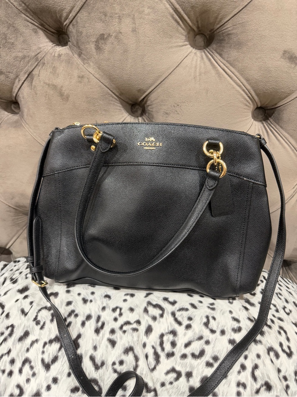 REAL authentic Coach Black Leather Tote with Gold Hardware